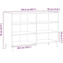 vidaXL Dressoir 103,5x35x70 cm bewerkt hout artisanaal eikenkleurig