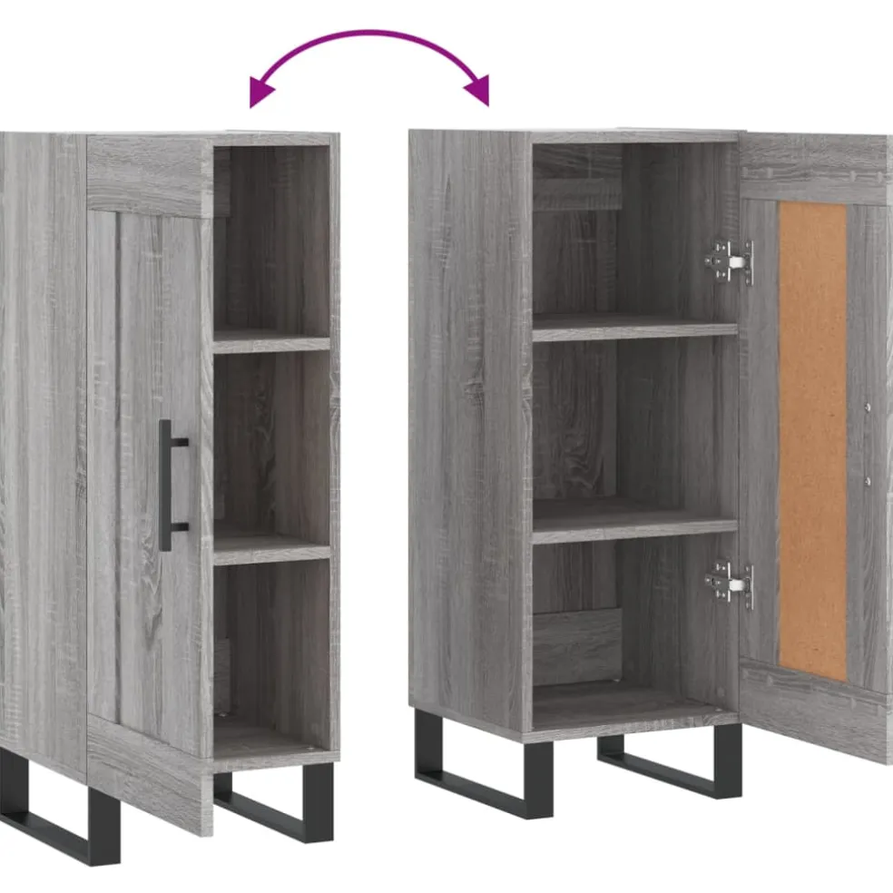 vidaXL Dressoir 34,5x34x90 cm bewerkt hout grijs sonoma eikenkleurig