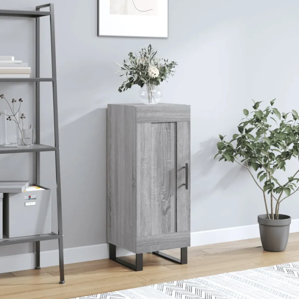 vidaXL Dressoir 34,5x34x90 cm bewerkt hout grijs sonoma eikenkleurig