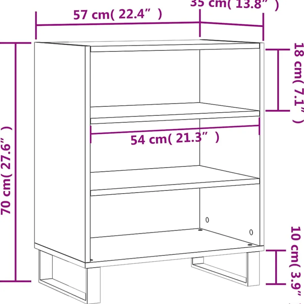 vidaXL Dressoir 57x35x70 cm bewerkt hout zwart