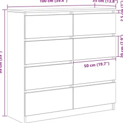 vidaXL Dressoir 100x35x99 cm bewerkt hout sonoma eikenkleurig