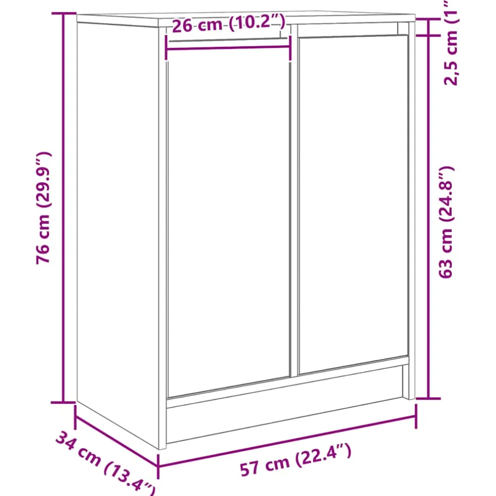 vidaXL Dressoir 57x34x76 cm bewerkt hout wit