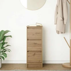 vidaXL Dressoir 29,5x34x76 cm bewerkt hout artisanaal eikenkleur