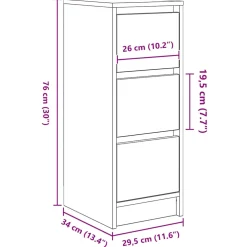 vidaXL Dressoir 29,5x34x76 cm bewerkt hout artisanaal eikenkleur