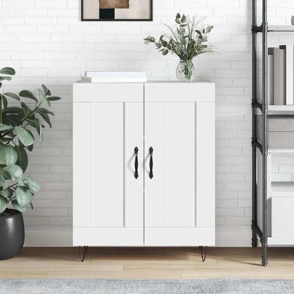 vidaXL Dressoir 69,5x34x90 cm bewerkt hout wit