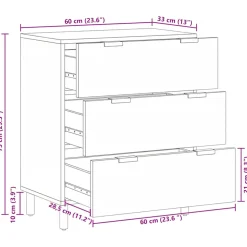 vidaXL Dressoir 60x33x75 cm bewerkt hout zwart