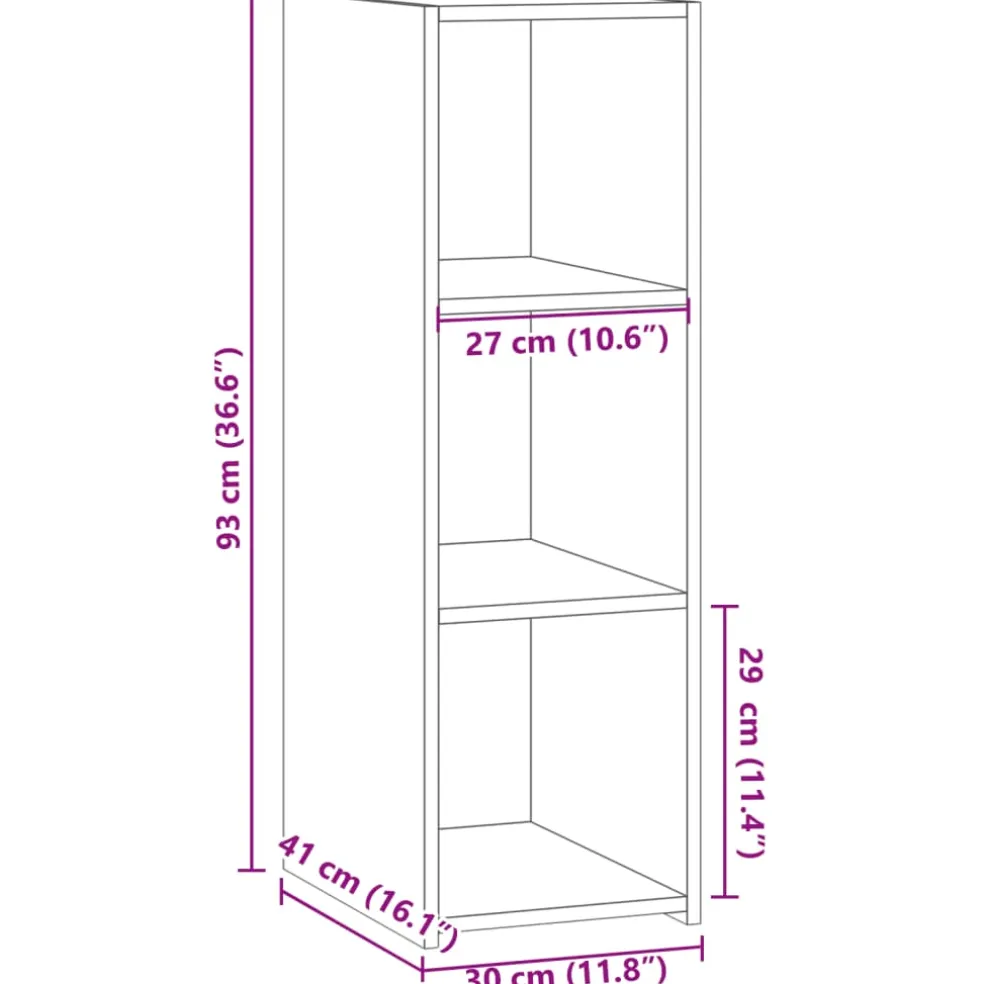 vidaXL Dressoir 30x41x93 cm bewerkt hout grijs sonoma eikenkleurig