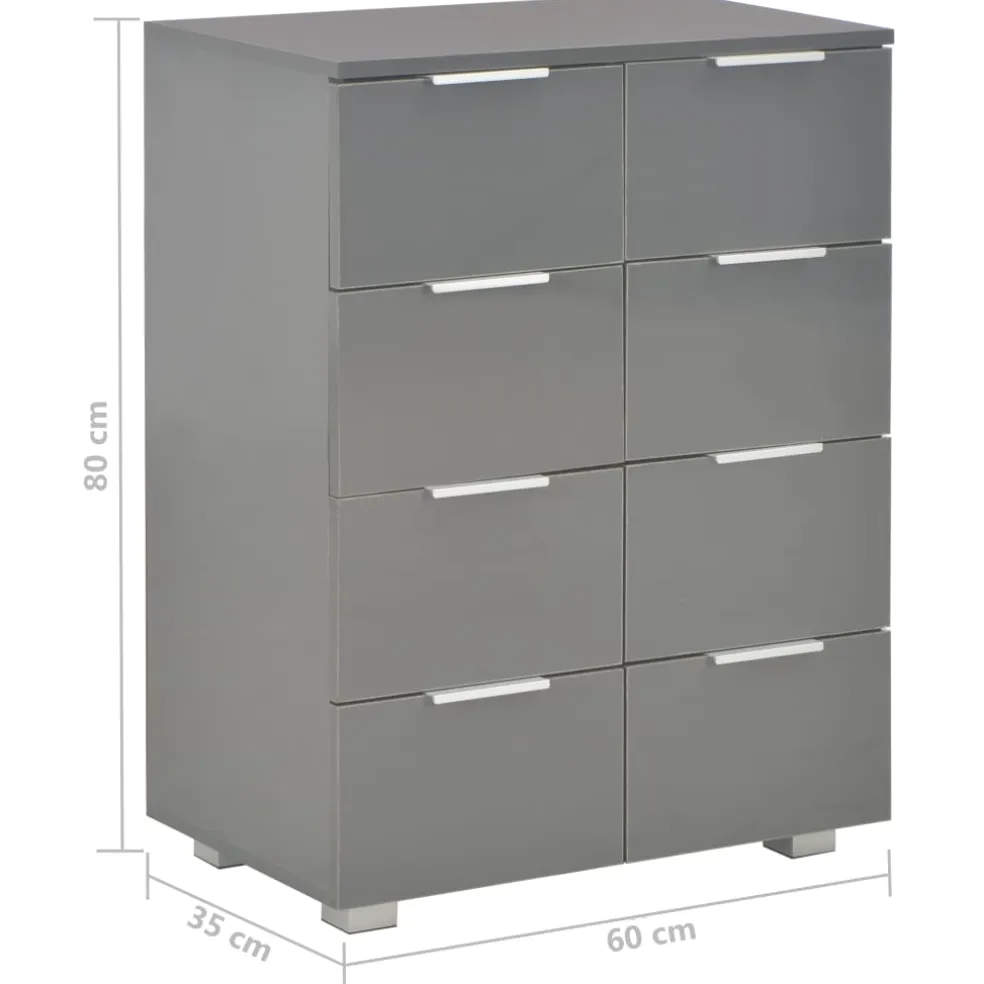 vidaXL Dressoir 60x35x80 cm bewerkt hout hoogglans grijs