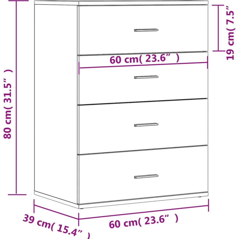 vidaXL Dressoir 60x39x80 cm bewerkt hout gerookt eikenkleurig
