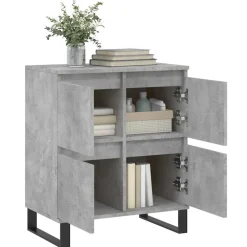 vidaXL Dressoir 60x35x70 cm bewerkt hout betongrijs