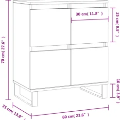 vidaXL Dressoir 60x35x76 cm bewerkt hout wit