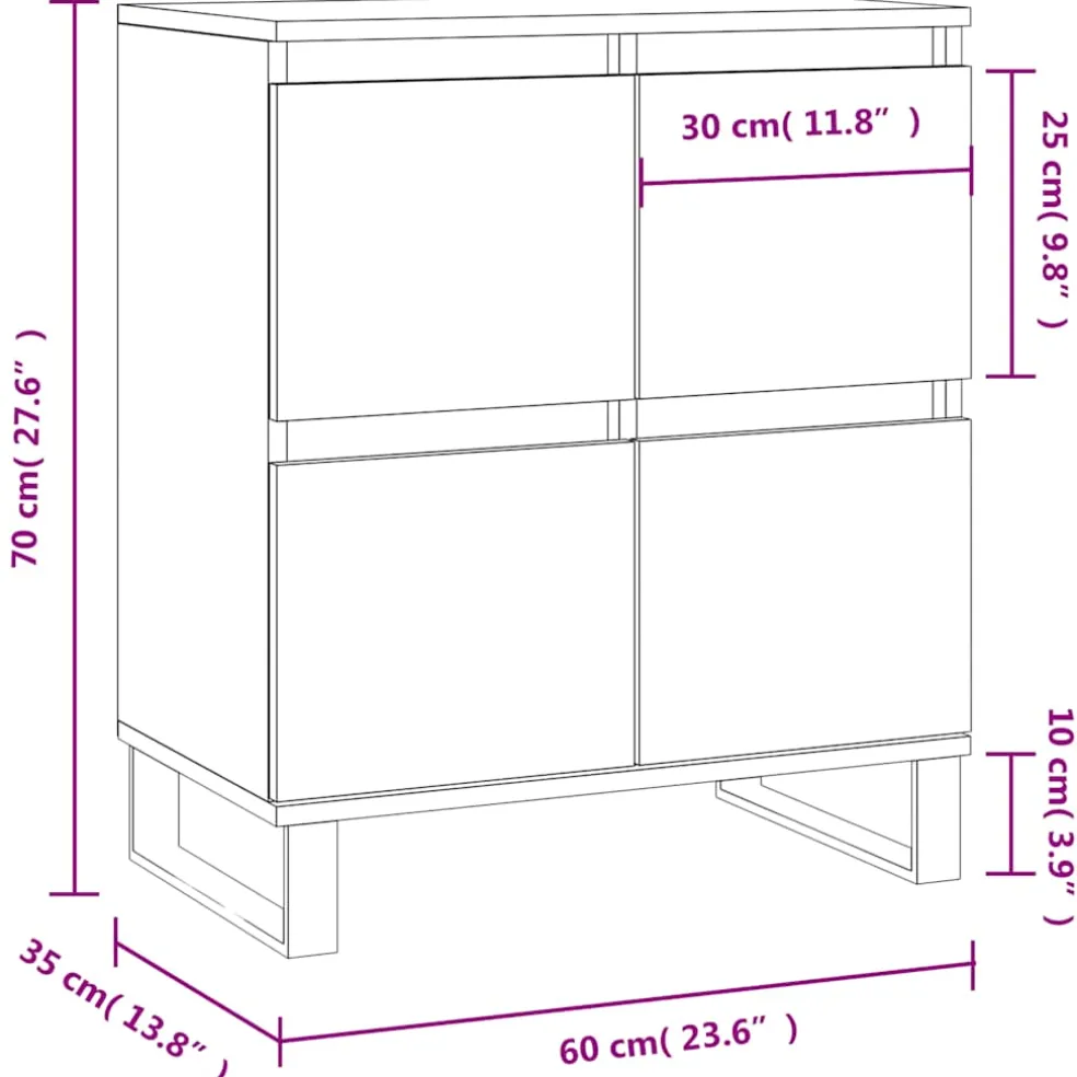 vidaXL Dressoir 60x35x76 cm bewerkt hout wit
