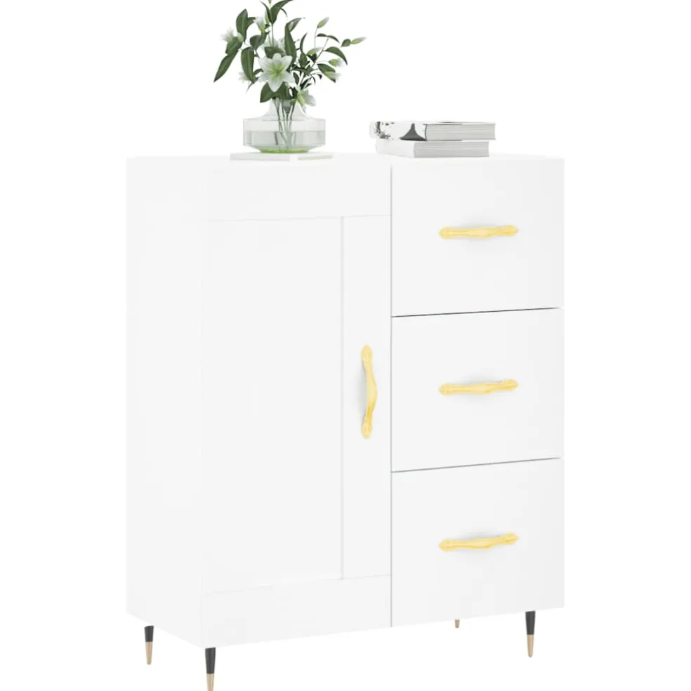 vidaXL Dressoir 69,5x34x90 cm bewerkt hout wit