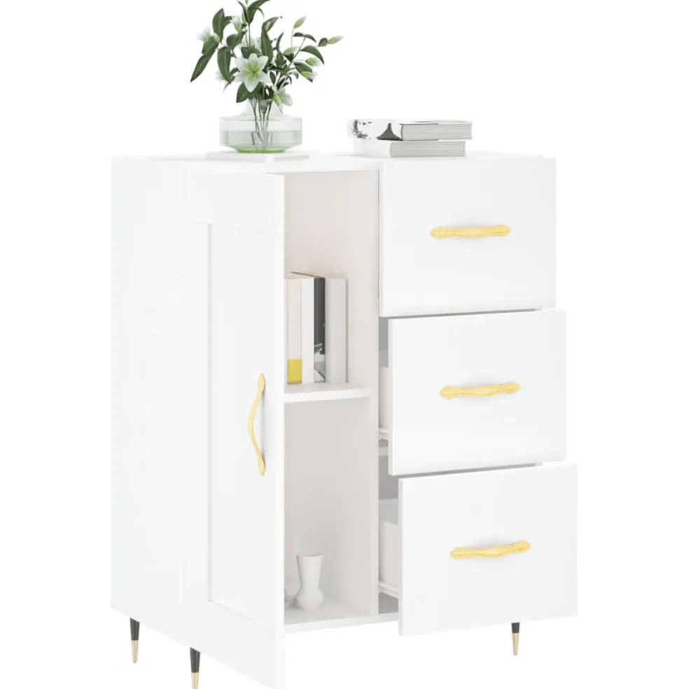 vidaXL Dressoir 69,5x34x90 cm bewerkt hout wit