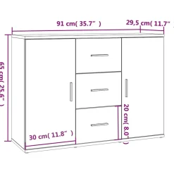 vidaXL Dressoir 91x29,5x65 cm bewerkt hout wit