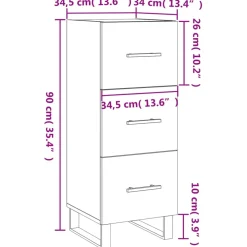 vidaXL Dressoir 34,5x34x90 cm bewerkt hout sonoma eiken