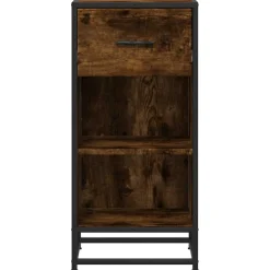 vidaXL Dressoir 35,5x35x76 cm bewerkt hout en metaal gerookt eiken