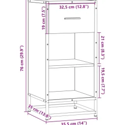 vidaXL Dressoir 35,5x35x76 cm bewerkt hout en metaal gerookt eiken