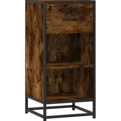 vidaXL Dressoir 35,5x35x76 cm bewerkt hout en metaal gerookt eiken