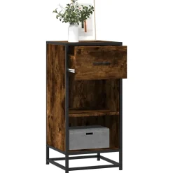vidaXL Dressoir 35,5x35x76 cm bewerkt hout en metaal gerookt eiken