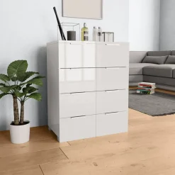 vidaXL Dressoir 60x35x80 cm bewerkt hout hoogglans wit