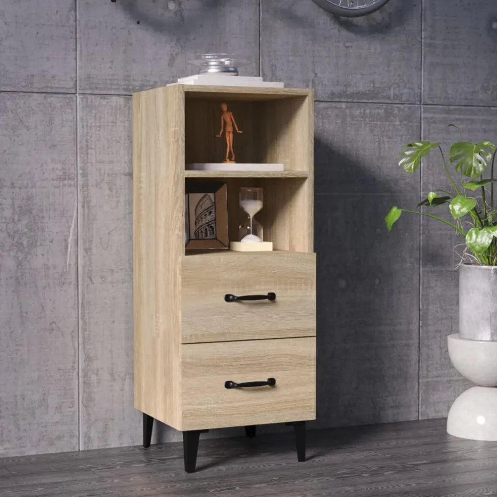 vidaXL Dressoir 34,5x34x90 cm bewerkt hout sonoma eikenkleurig
