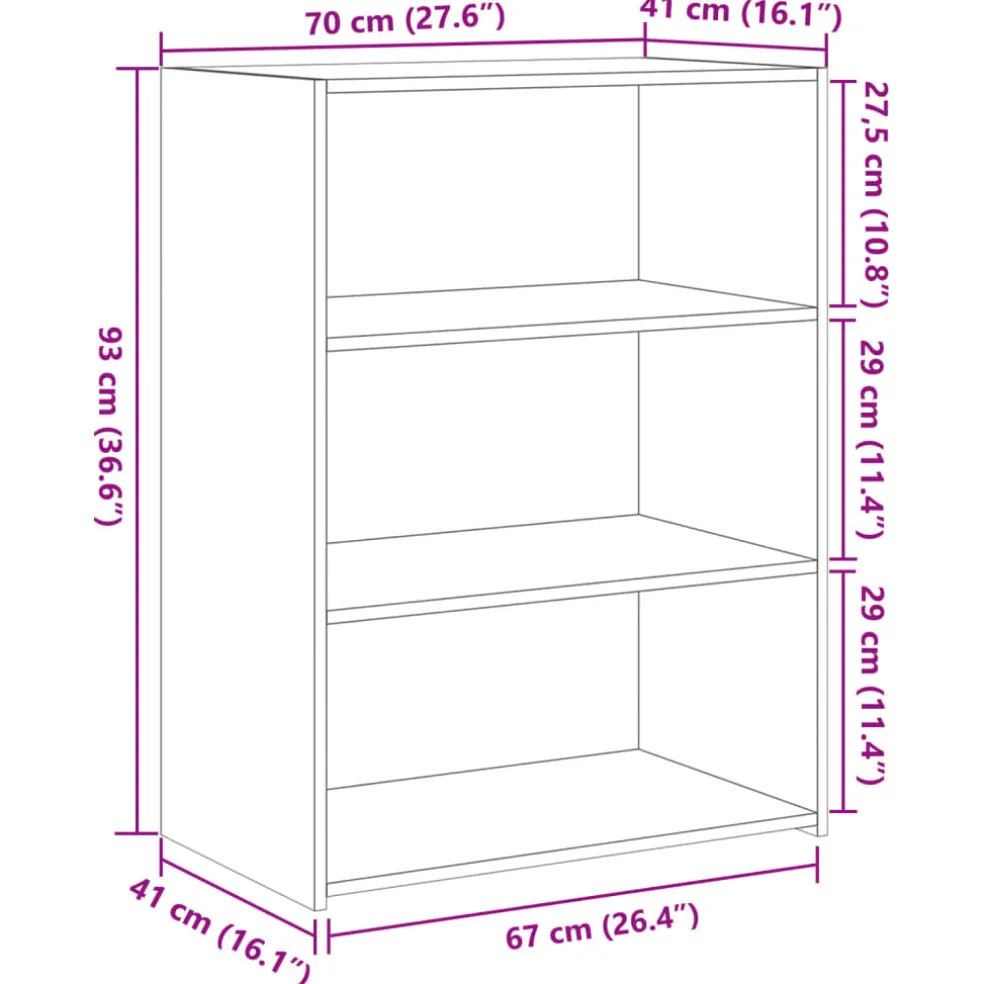 vidaXL Dressoir 70x41x93 cm bewerkt hout zwart