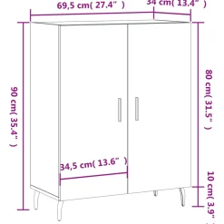 vidaXL Dressoir 69,5x34x90 cm bewerkt hout wit