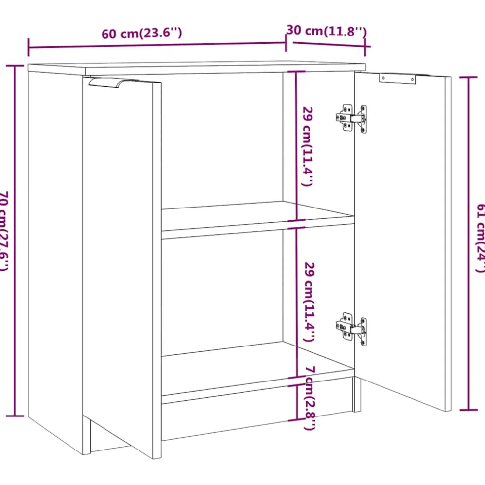 vidaXL Dressoir 60x30x70 cm bewerkt hout betongrijs