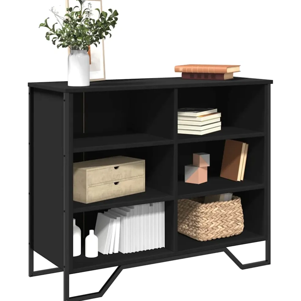 vidaXL Dressoir 91x35,5x74,5 cm bewerkt hout zwart