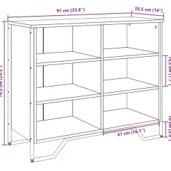 vidaXL Dressoir 91x35,5x74,5 cm bewerkt hout zwart