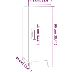 vidaXL Dressoir 34,5x34x90 cm bewerkt hout bruin eikenkleur