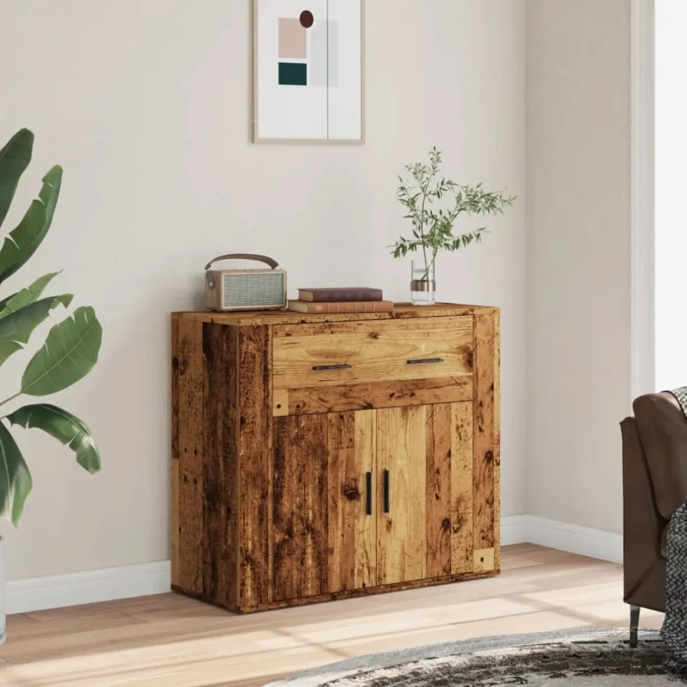 vidaXL Dressoir 80x33x70 cm bewerkt hout oud houtkleurig