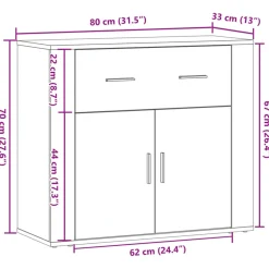 vidaXL Dressoir 80x33x70 cm bewerkt hout oud houtkleurig
