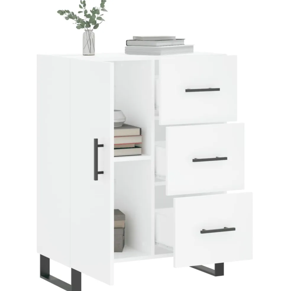 vidaXL Dressoir 69,5x34x90 cm bewerkt hout wit