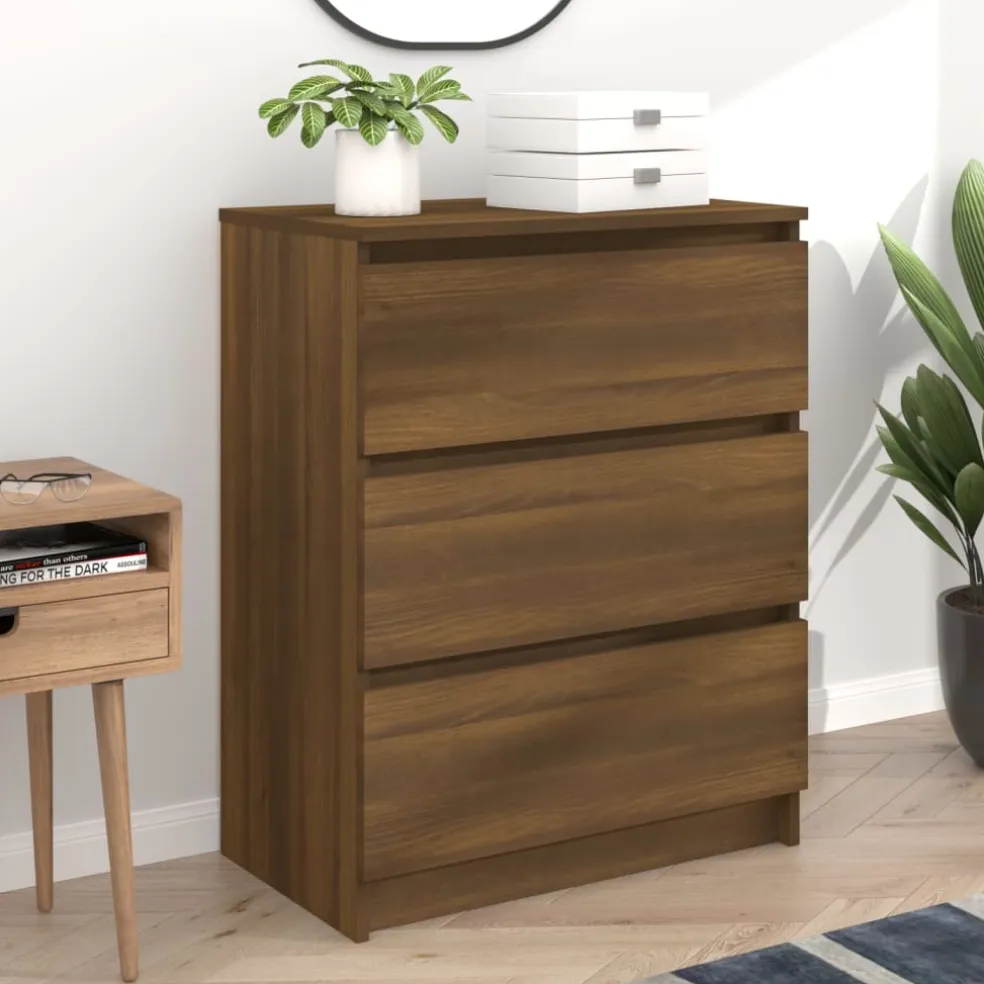 vidaXL Dressoir 60x35x76 cm bewerkt hout bruin eikenkleur