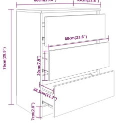 vidaXL Dressoir 60x35x76 cm bewerkt hout bruin eikenkleur