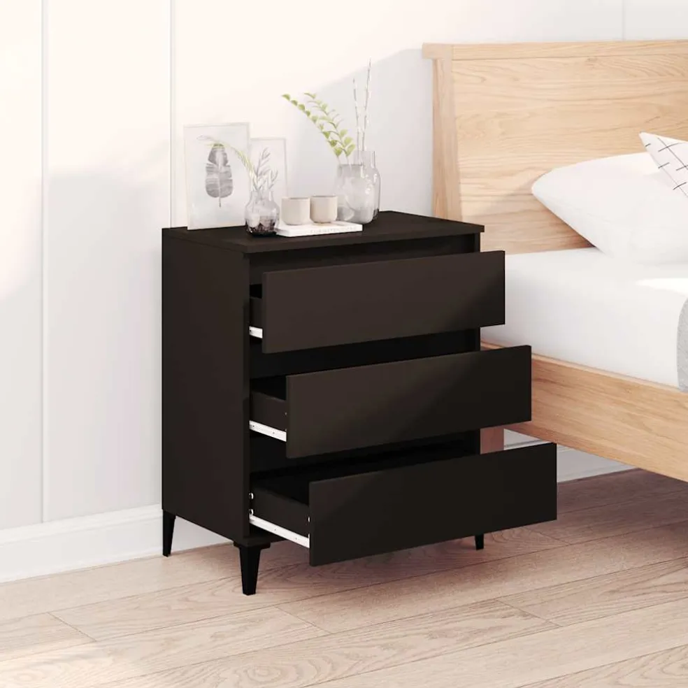 vidaXL Dressoir 60x35x70 cm bewerkt hout zwart