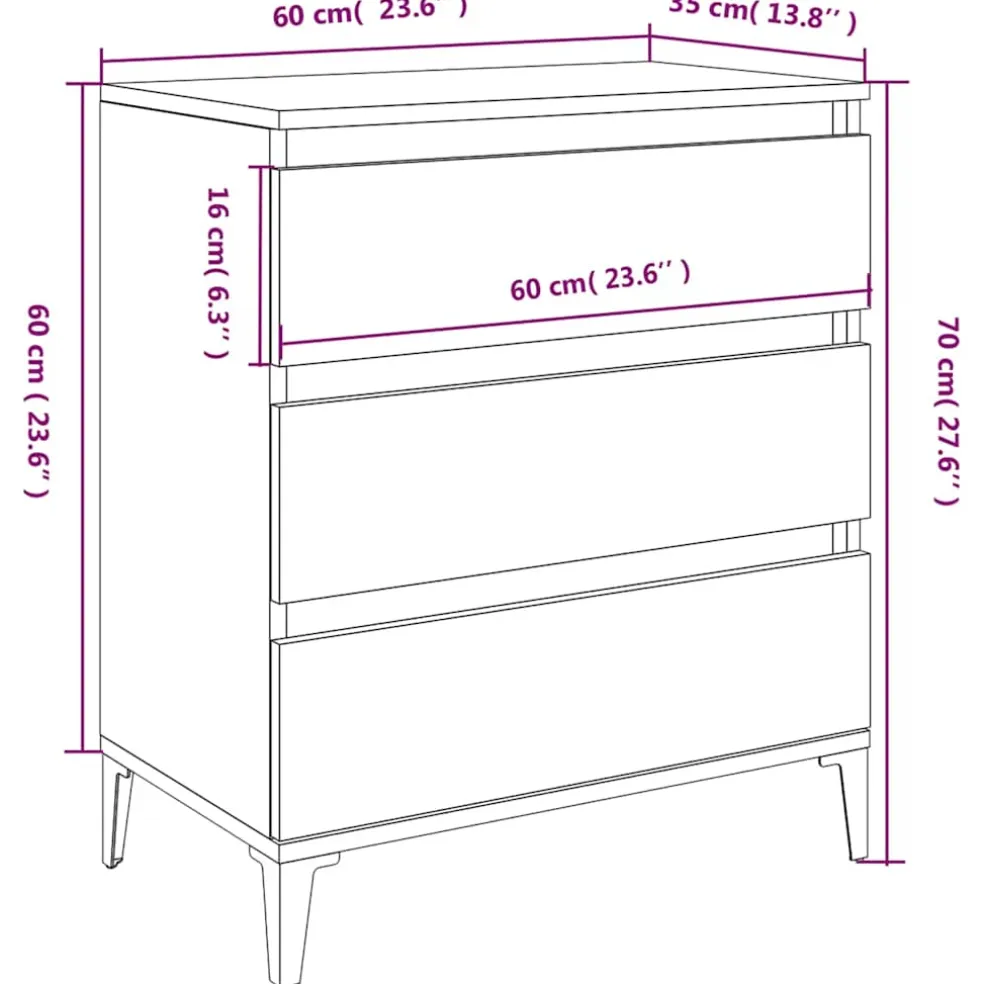 vidaXL Dressoir 60x35x70 cm bewerkt hout zwart