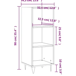 vidaXL Dressoir 34,5x32,5x90 cm bewerkt hout zwart
