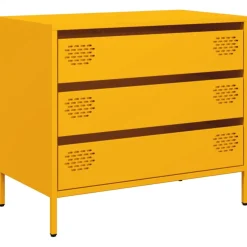 vidaXL Dressoir 68x39x58,5 cm koudgewalst staal mosterdgeel