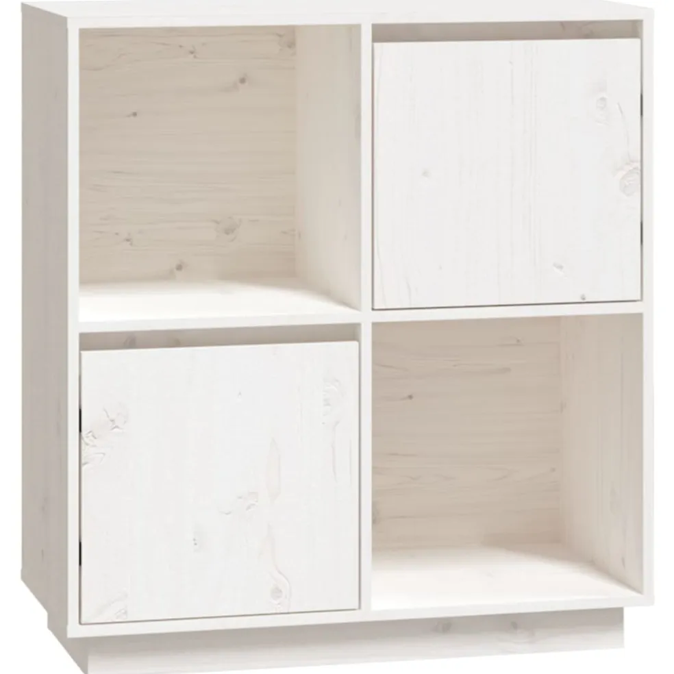vidaXL Dressoir 74x35x80 cm massief grenenhout wit