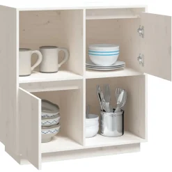 vidaXL Dressoir 74x35x80 cm massief grenenhout wit