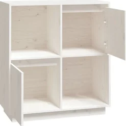 vidaXL Dressoir 74x35x80 cm massief grenenhout wit