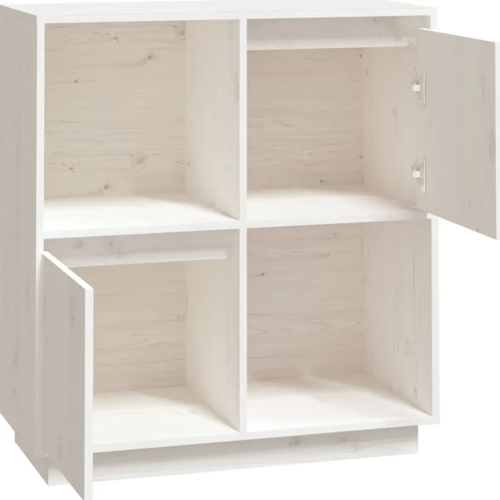 vidaXL Dressoir 74x35x80 cm massief grenenhout wit
