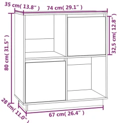 vidaXL Dressoir 74x35x80 cm massief grenenhout wit