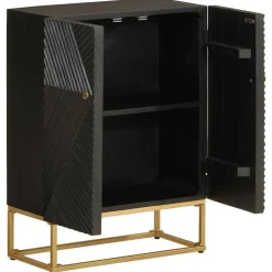 vidaXL Dressoir 55x30x76 cm massief mangohout en ijzer zwart