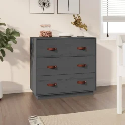 vidaXL Dressoir 80x40x75 cm massief grenenhout grijs