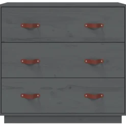 vidaXL Dressoir 80x40x75 cm massief grenenhout grijs