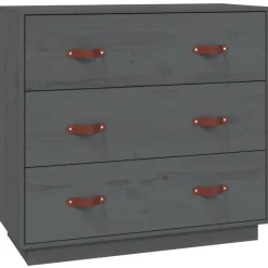 vidaXL Dressoir 80x40x75 cm massief grenenhout grijs